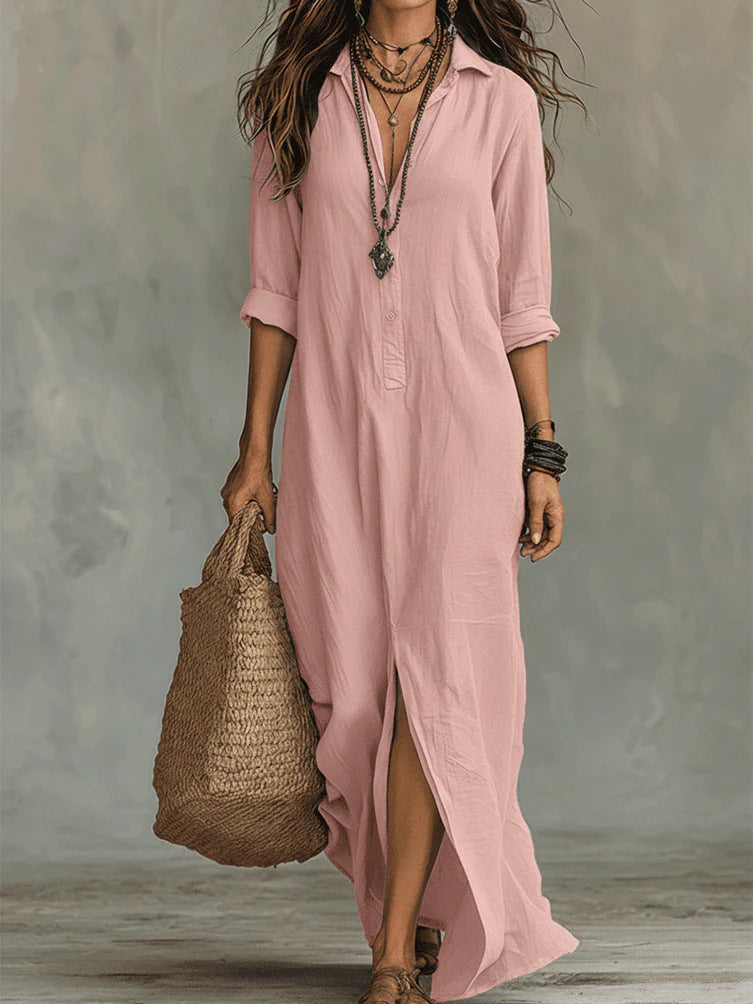 Lydia | Elegant Button Maxi Dress