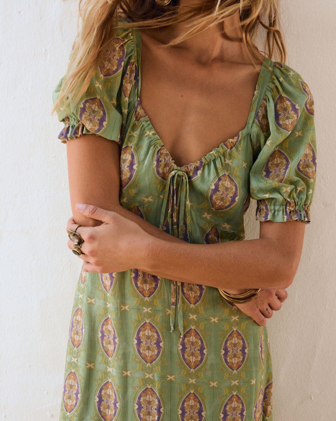 Aurélie | Mosaic Print Sweetheart Maxi Dress