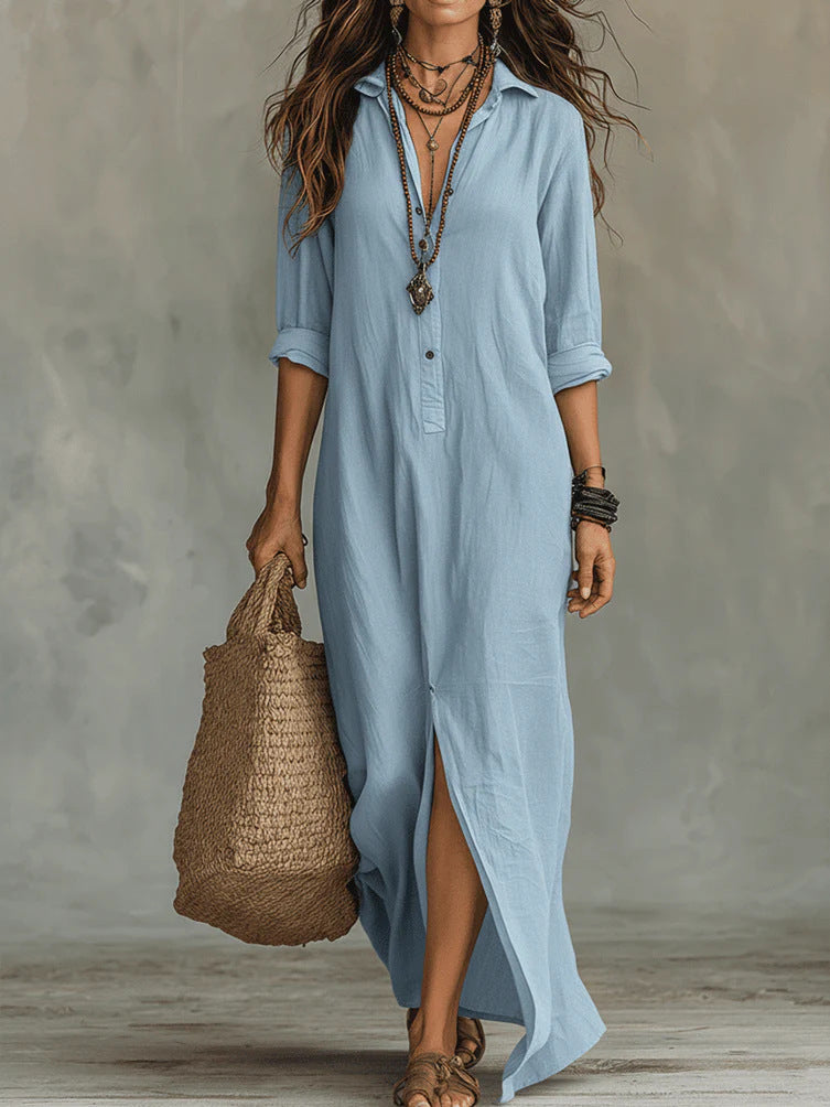 Lydia | Elegant Button Maxi Dress