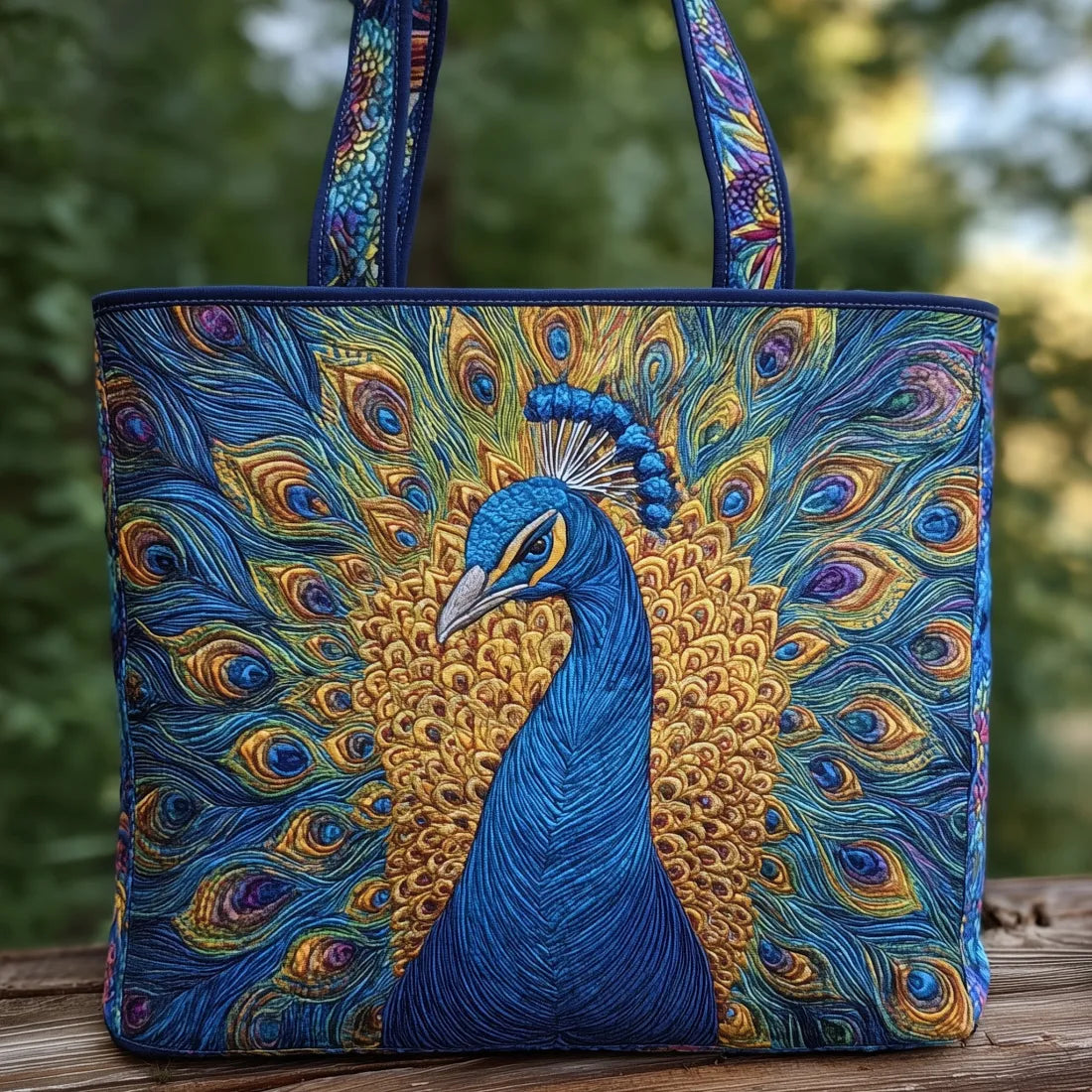 Peacock - Stylish Quilted Tote Bag