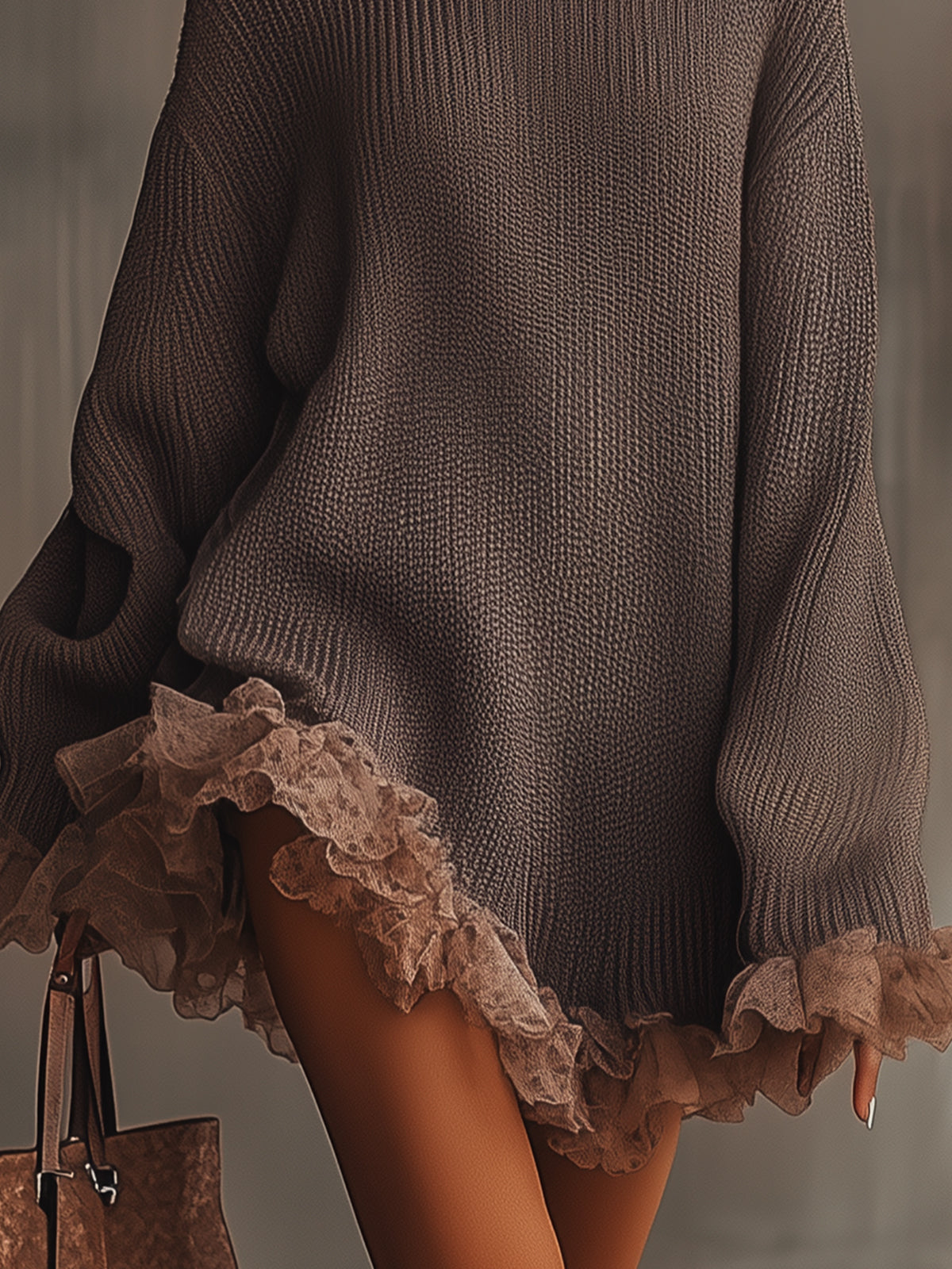 Niena - Classic Pleated Knit Midi Dress