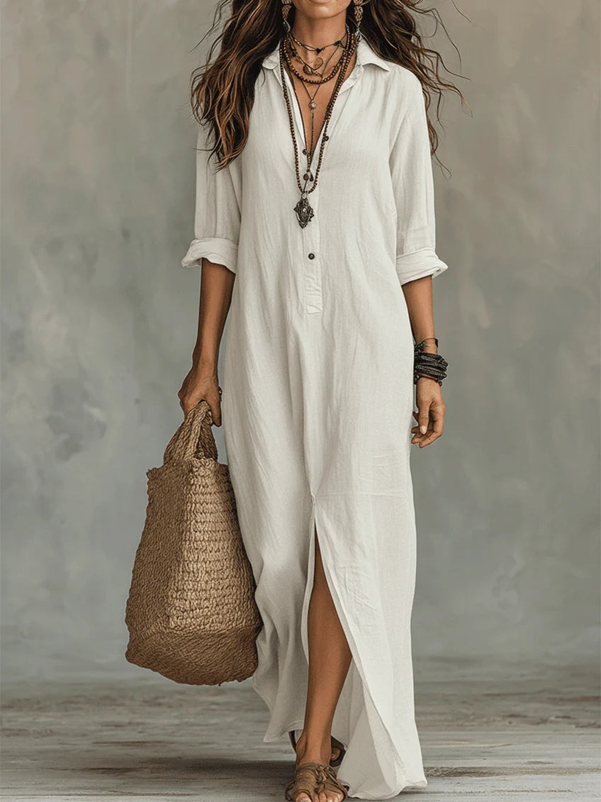 Lydia | Elegant Button Maxi Dress