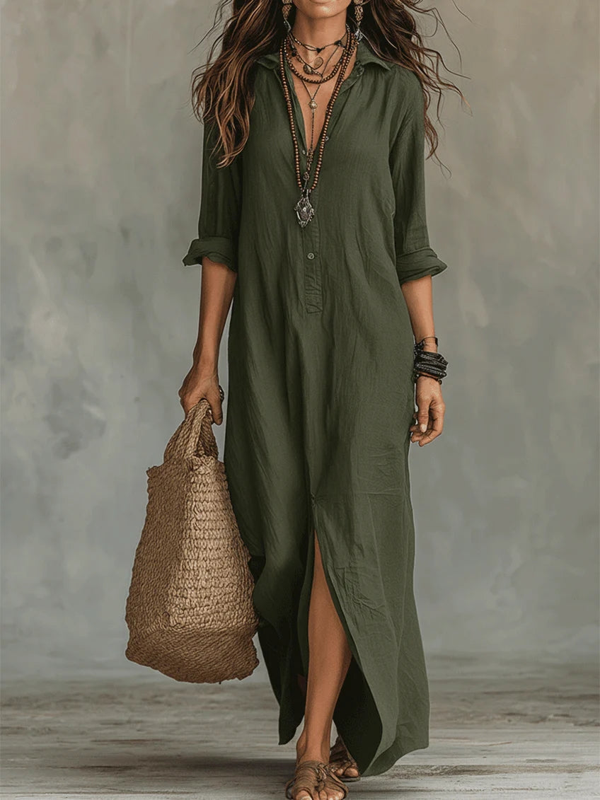 Lydia | Elegant Button Maxi Dress