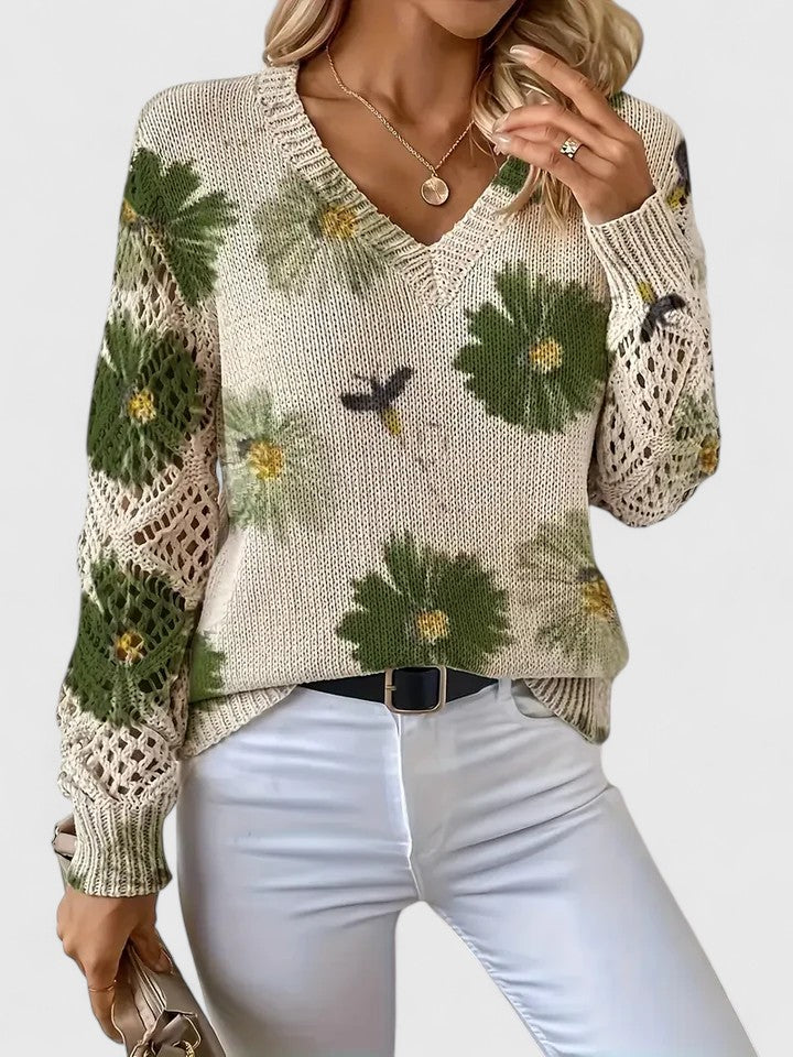 Adele - Elegant Jumper with Floral Pattern