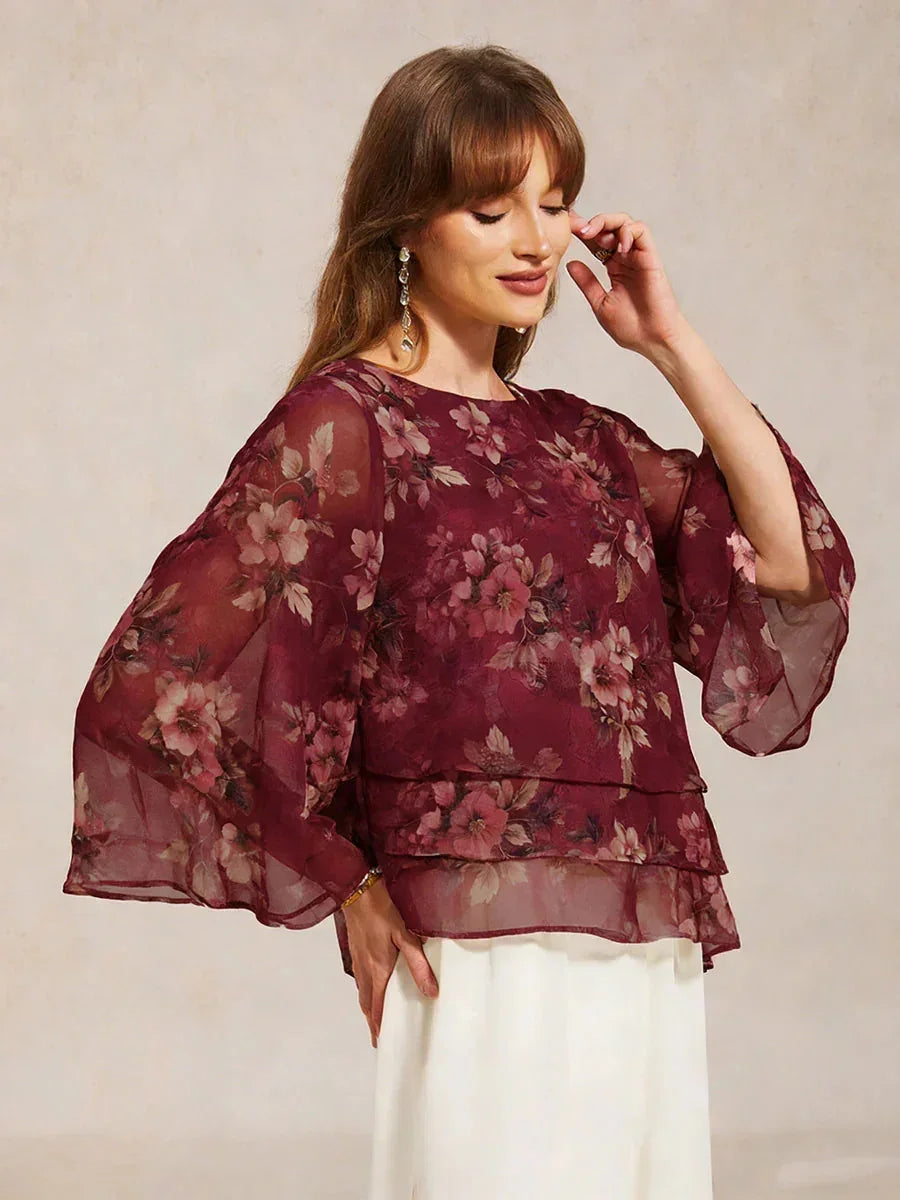 Genevieve | Elegant Floral Lace Layered Blouse