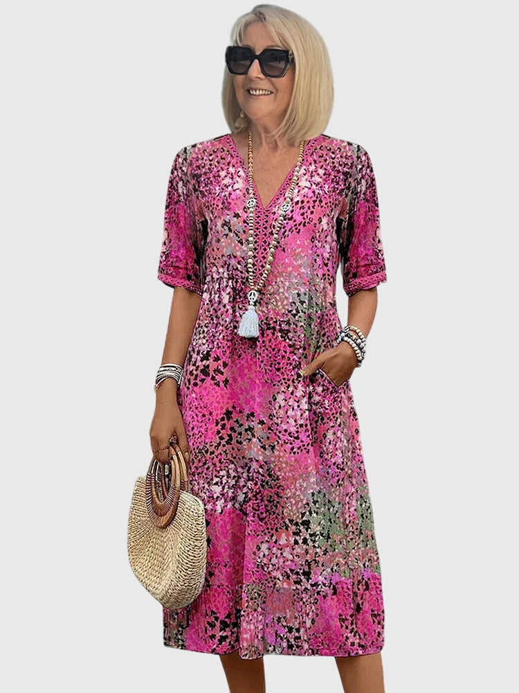 Yvonna - Elegant Floral Midi Dress