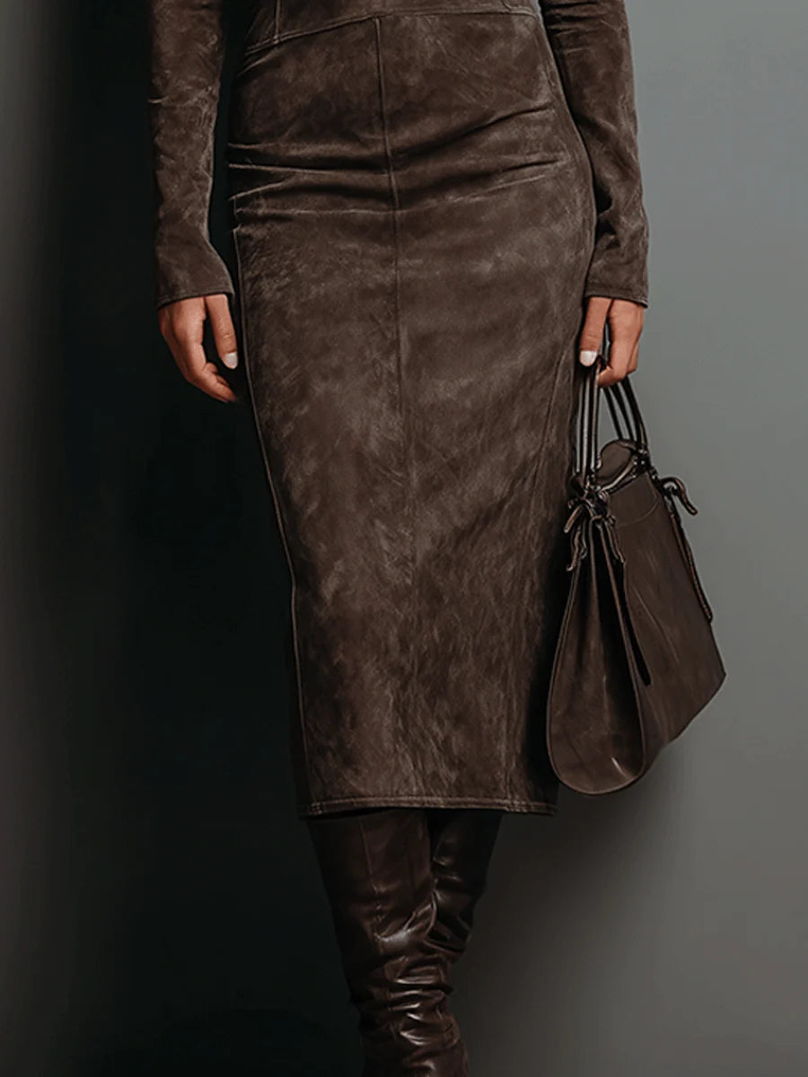 Ava - Suede Midi Dress