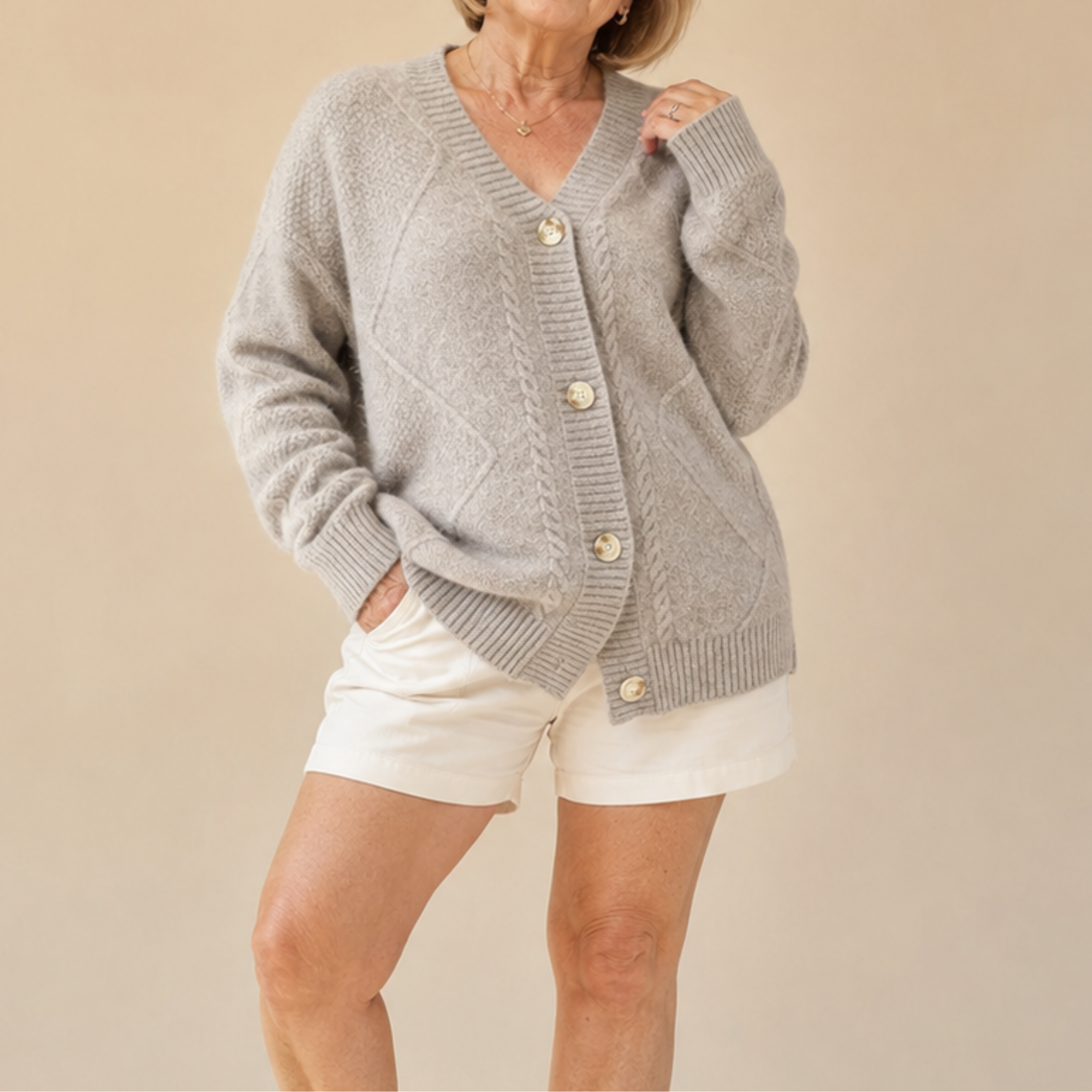 Evelisse | Classic V-Neck Knit Cardigan