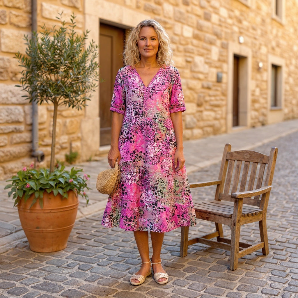 Maristella | Graceful Printed Midi Dress