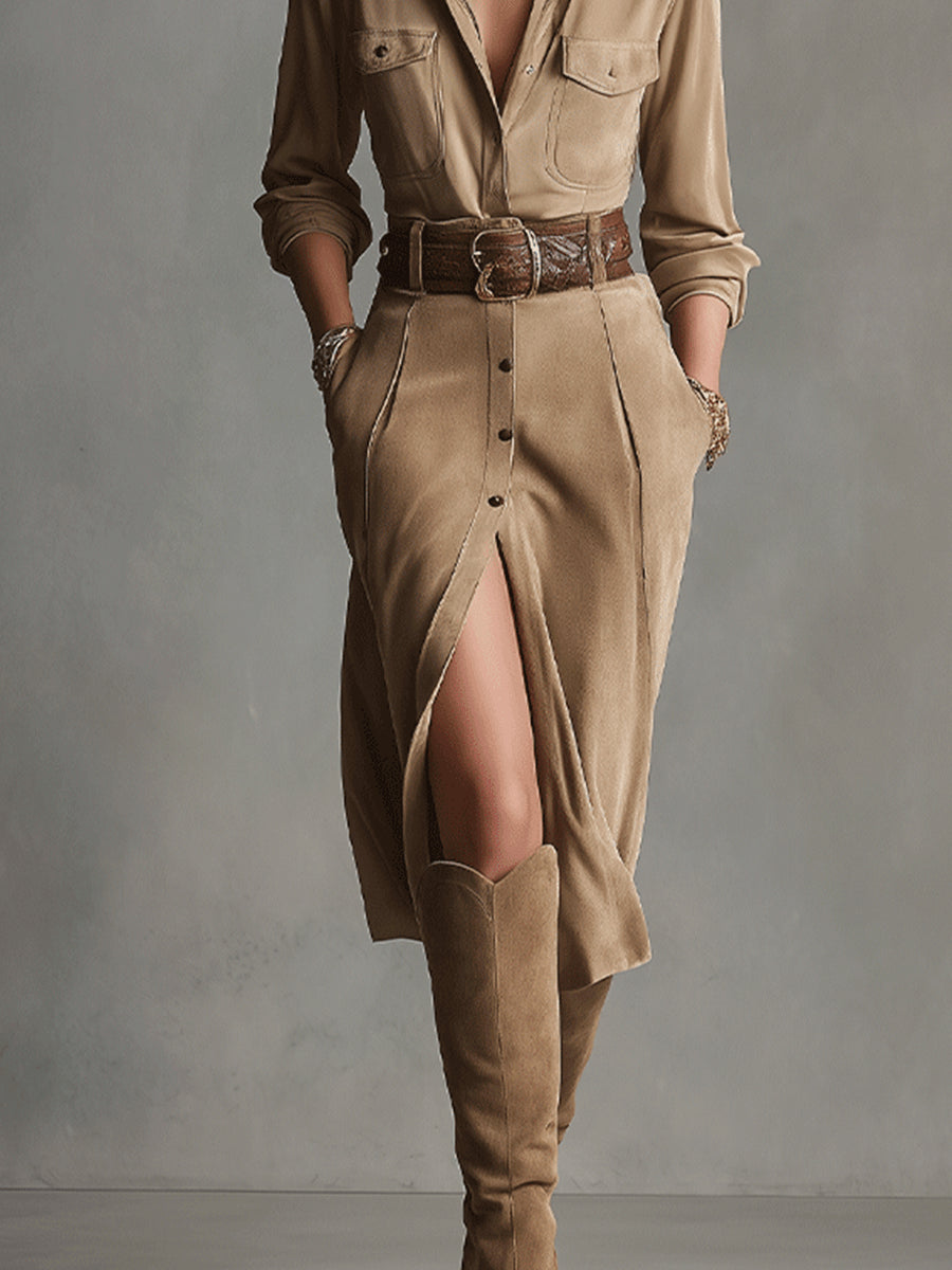 Sofia - Elegant Suede Dress