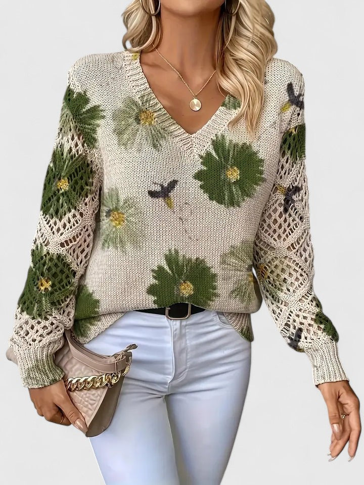 Adele - Elegant Jumper with Floral Pattern