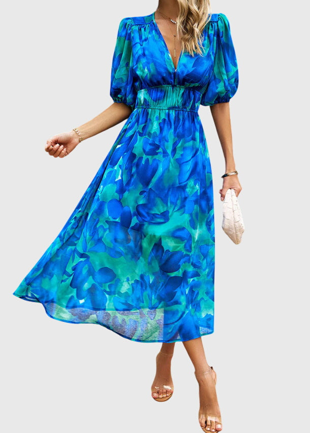 Merlin - Flattering Floral Midi Dress