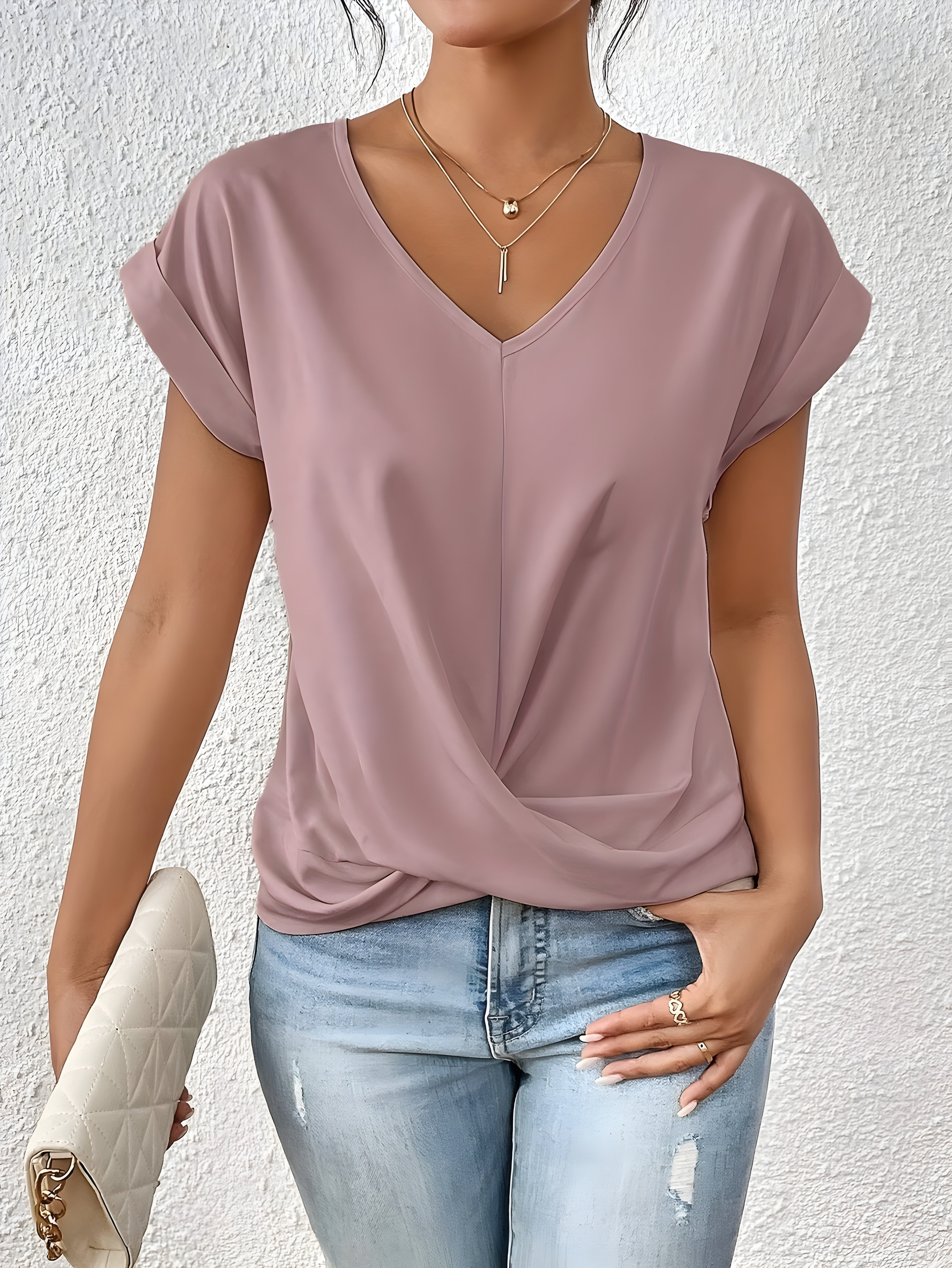 Violet - Twist Front V Neck Top