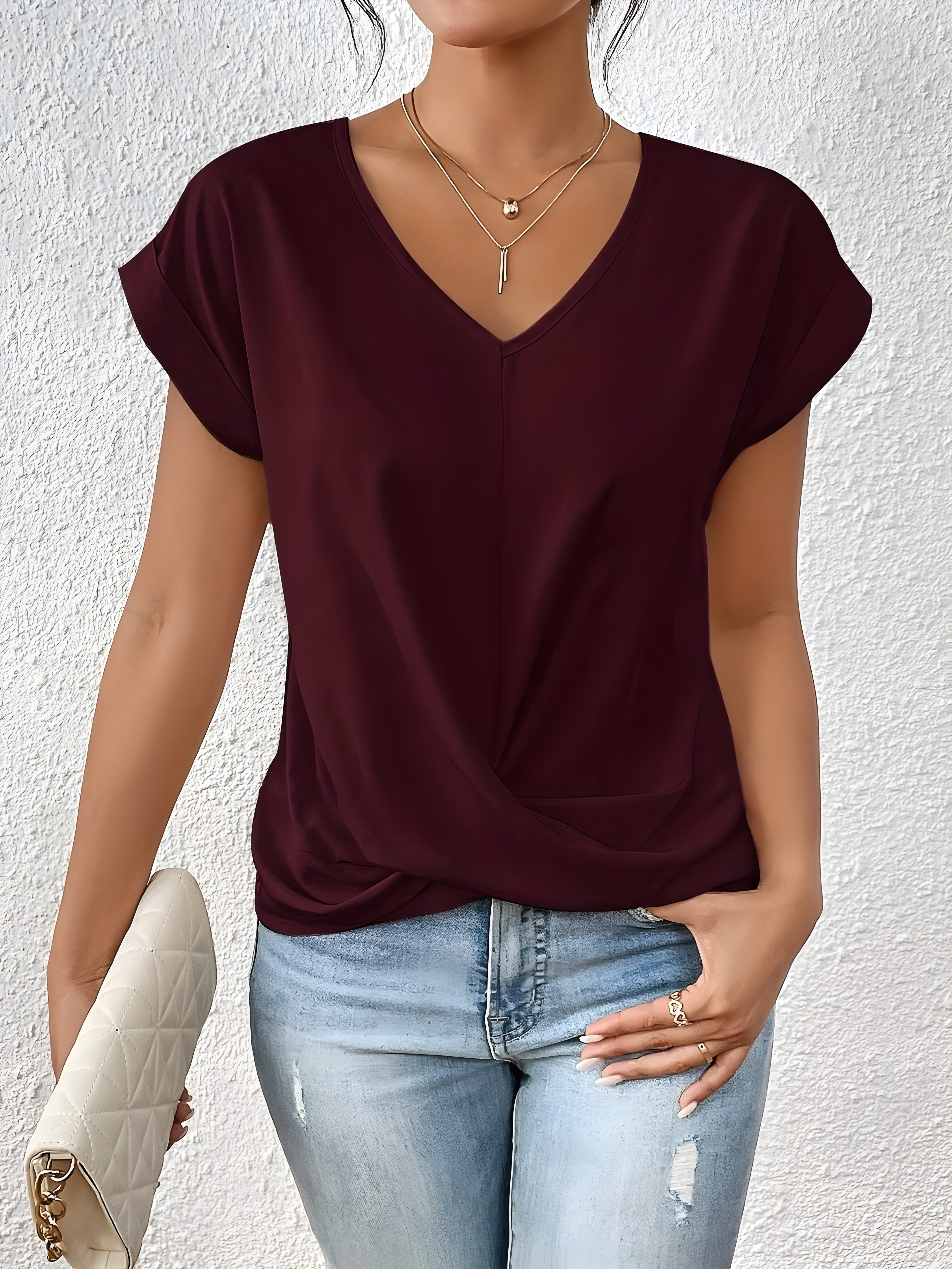 Violet - Twist Front V Neck Top