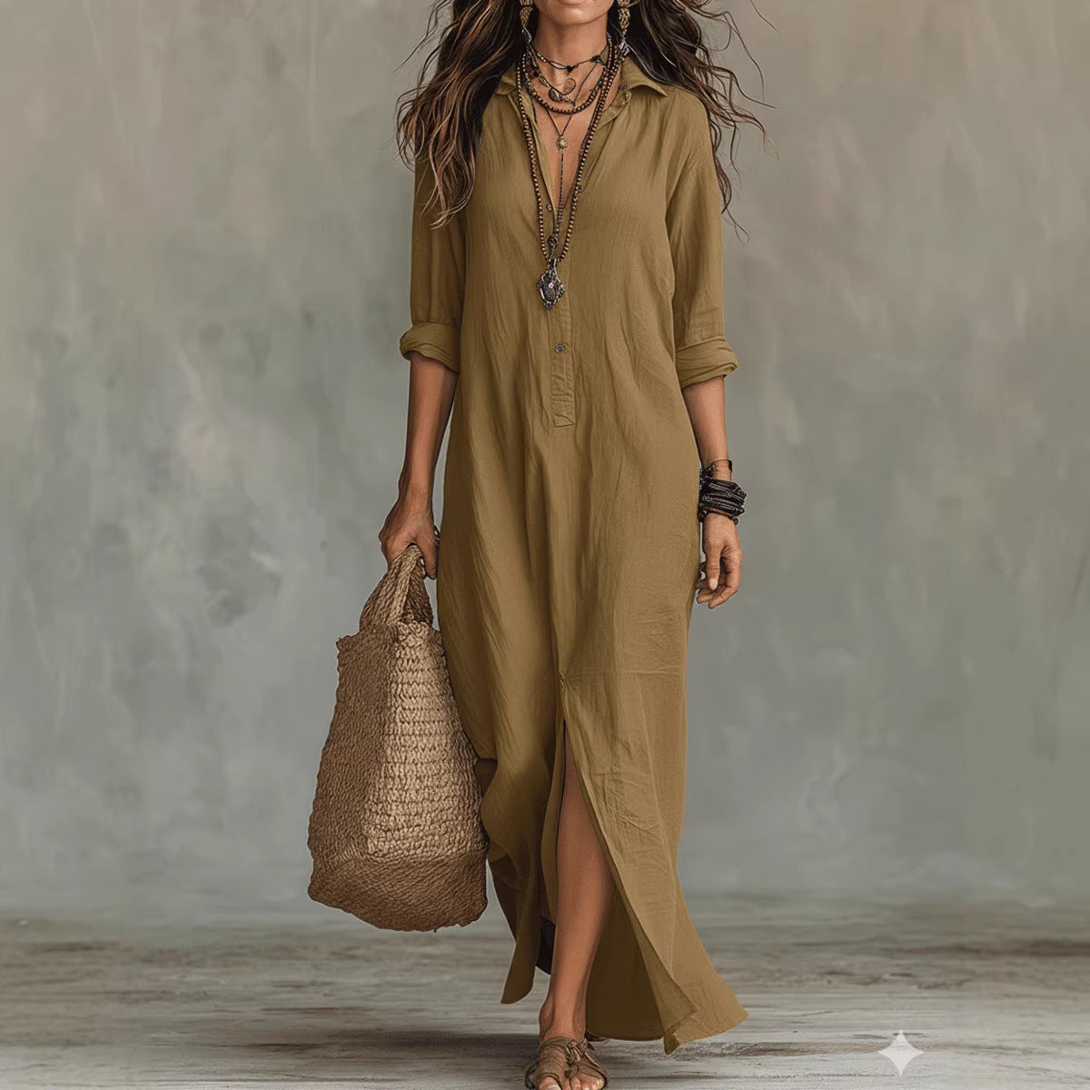 Lydia | Elegant Button Maxi Dress