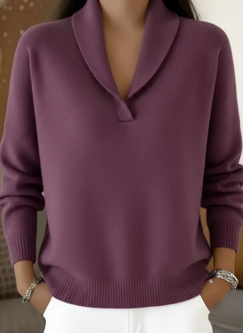 Rosalind | Elegant V-Neck Knit Jumper