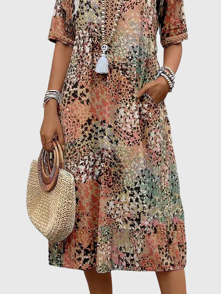 Yvonna - Elegant Floral Midi Dress