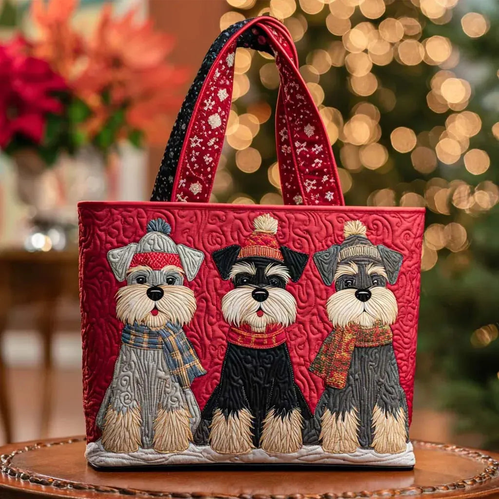 Stylish Quilted Tote Bag Featuring Schnauzer Design