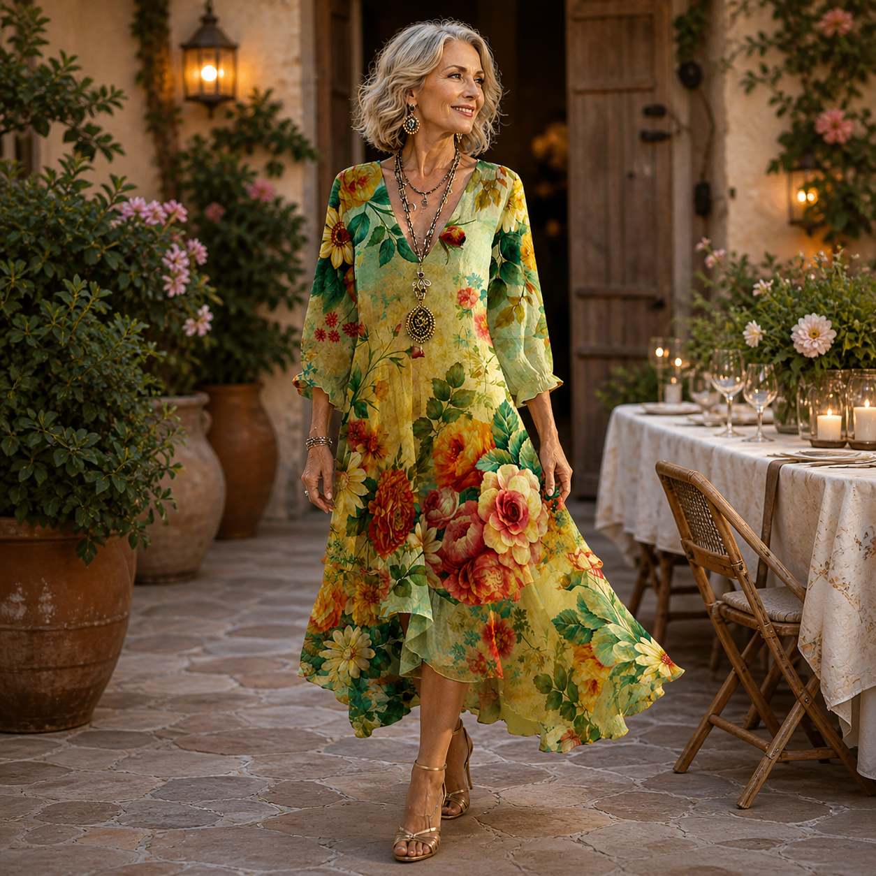 Rosalie | Graceful Floral Midi Dress