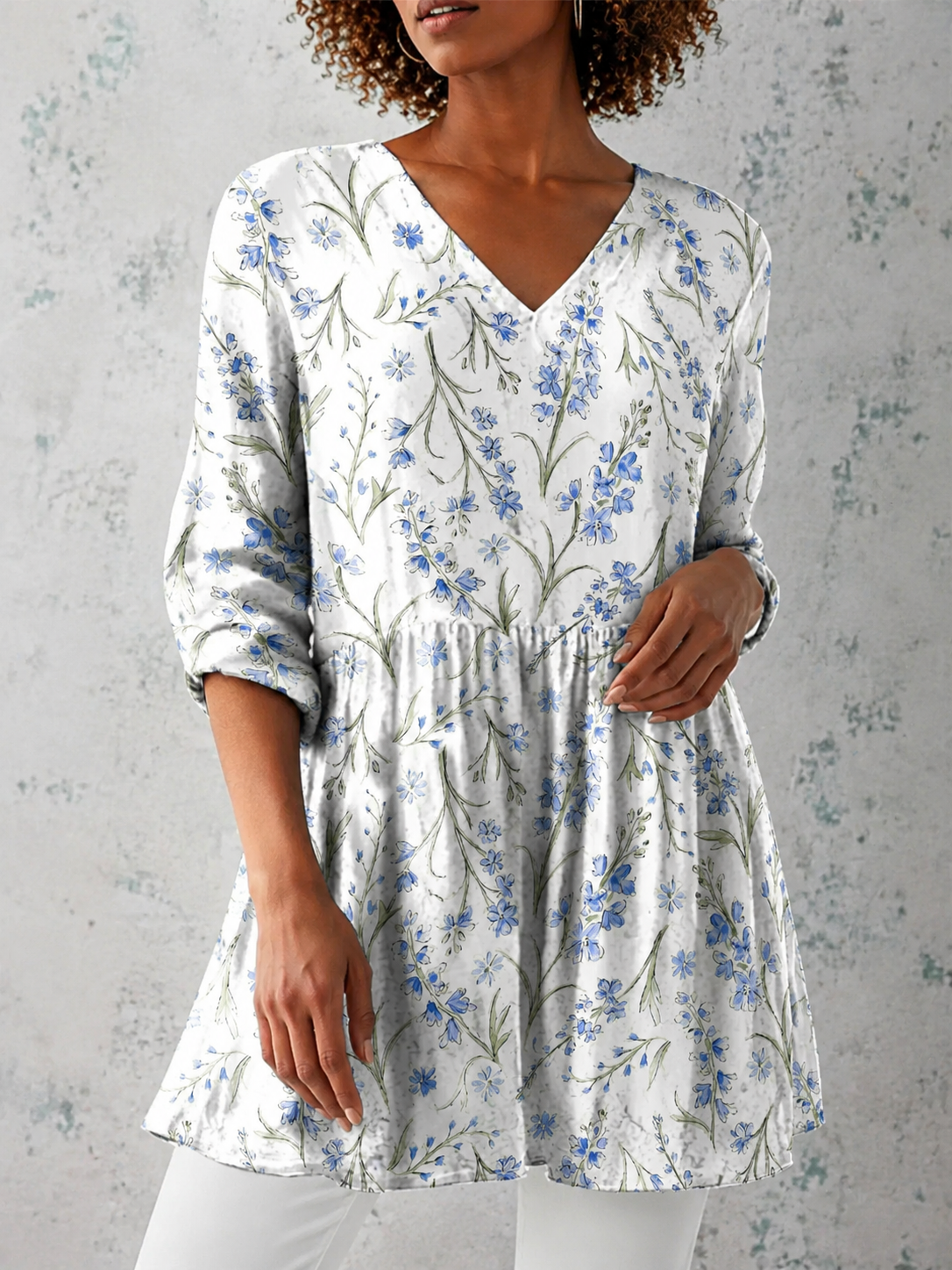Camille | Vintage Floral V-Neck Blouse