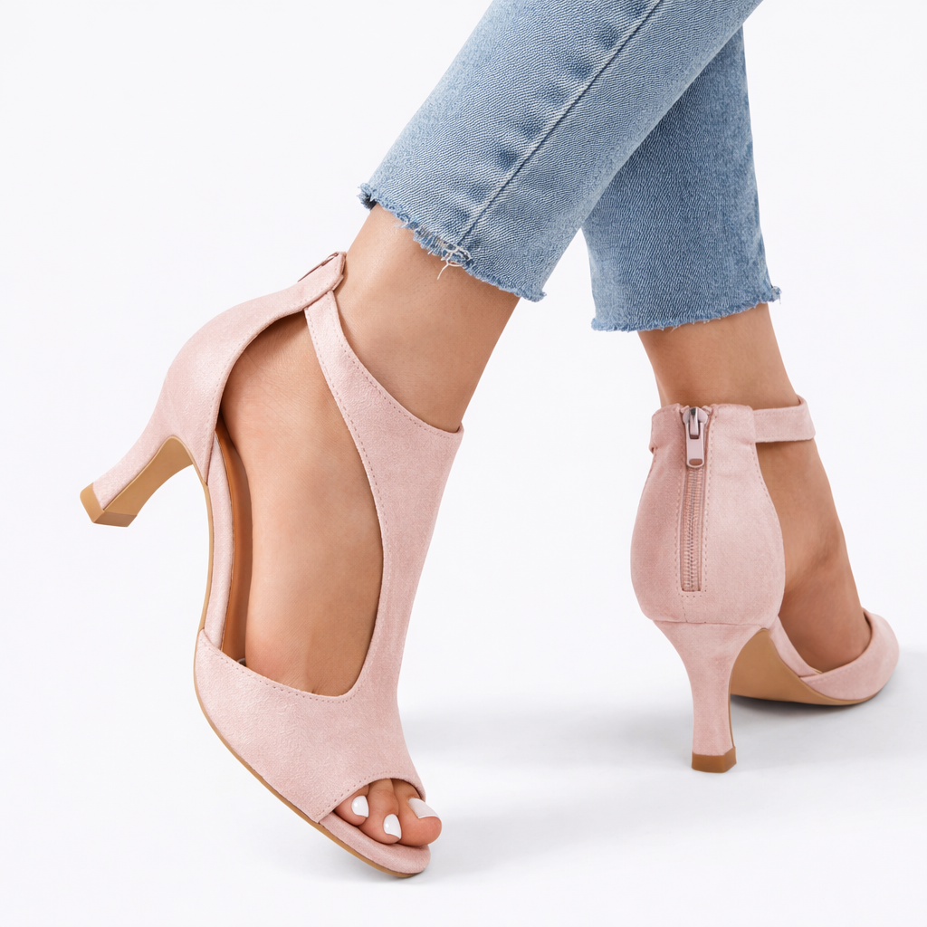 Elegant Cut-Out Design Heeled Sandals for Women – Cushioned Comfort