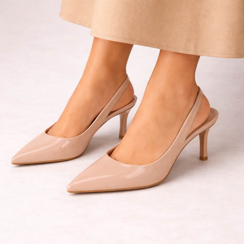 Elegant Black Pointed Toe Slingback Heels for Women
