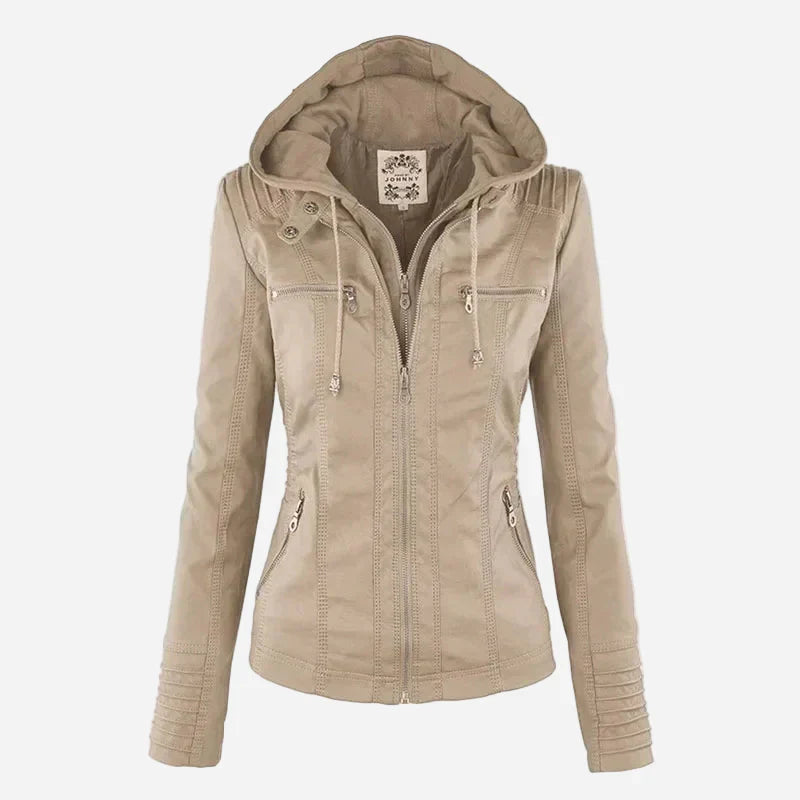 Leather Hooded Jacket Eva