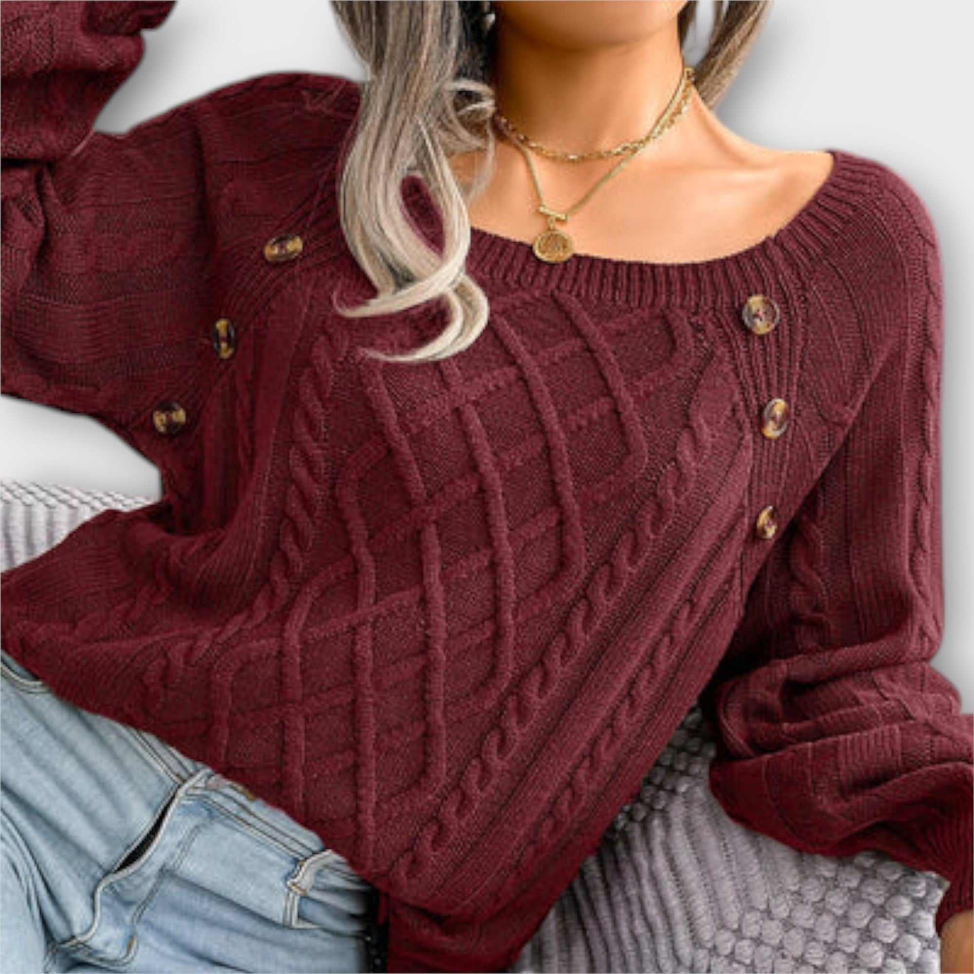 Malia - Knitted Jumper with Buttons