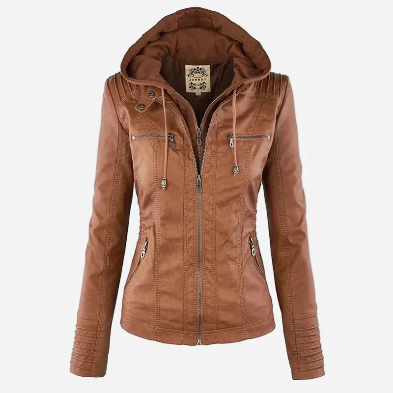 Leather Hooded Jacket Eva