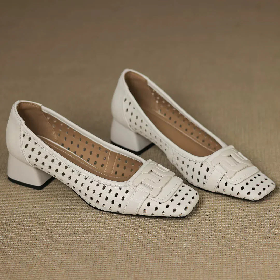 Emilia | Woven Square Toe Heels