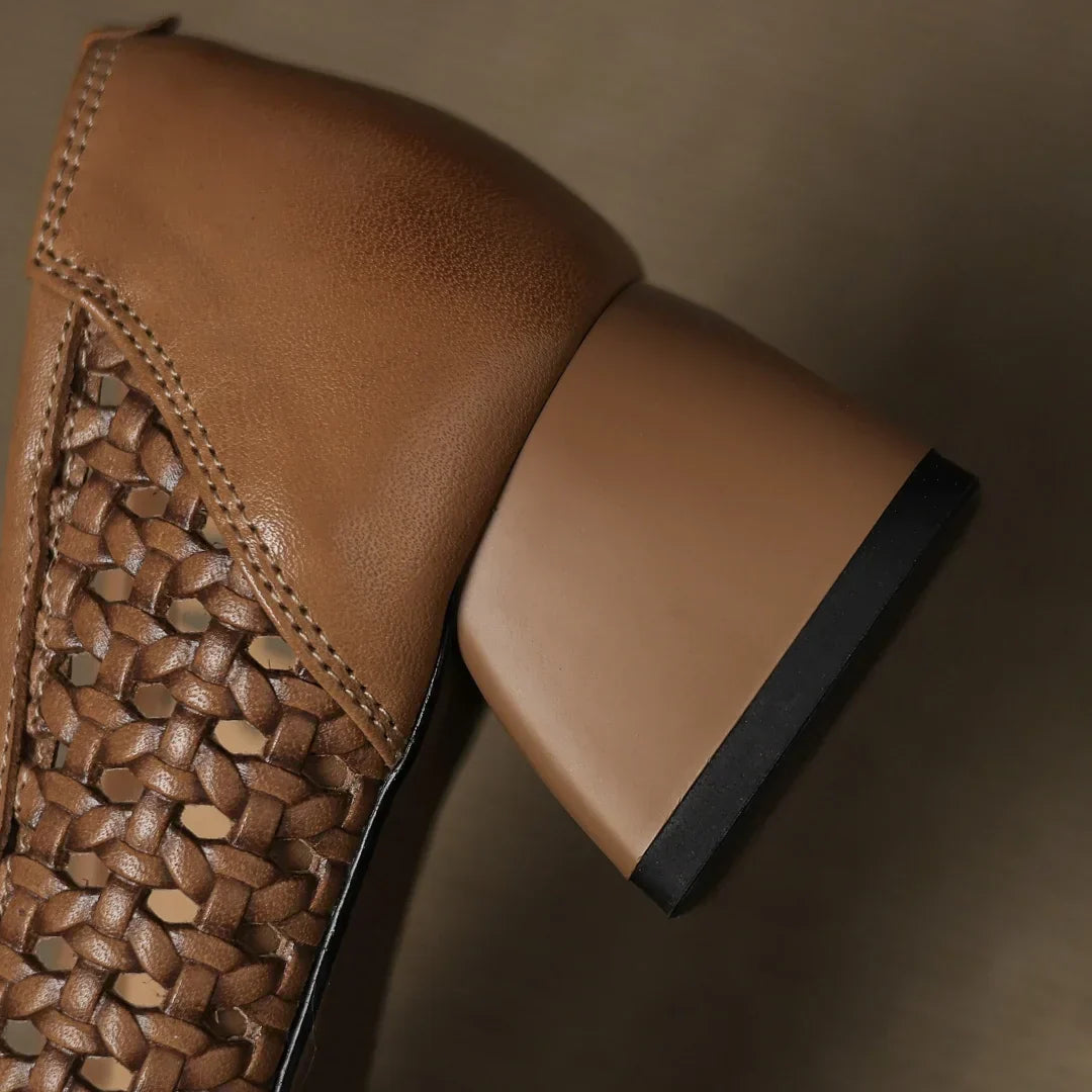 Emilia | Woven Square Toe Heels
