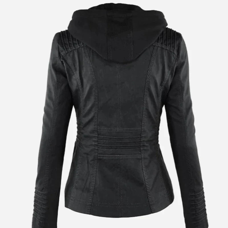 Leather Hooded Jacket Eva