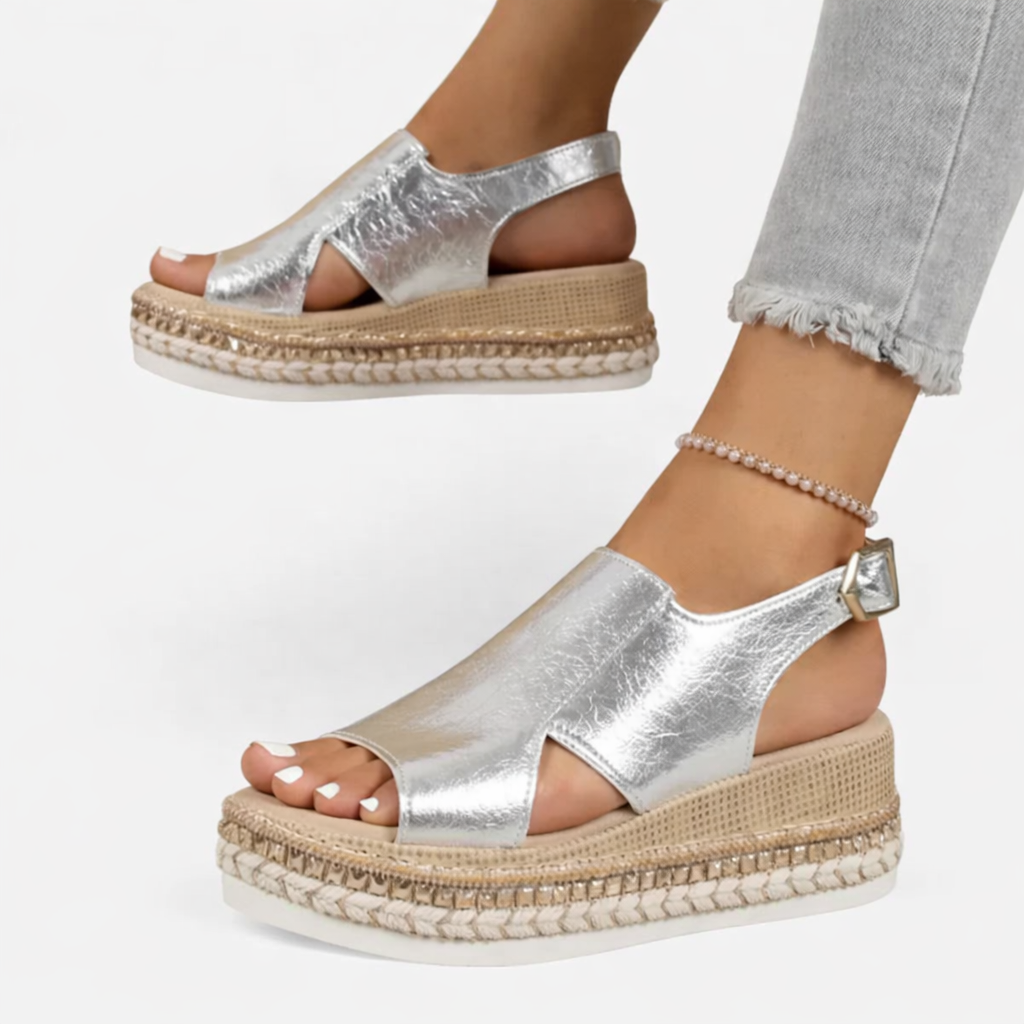 Women's Metallic Summer Wedge Sandals – Comfort and Support