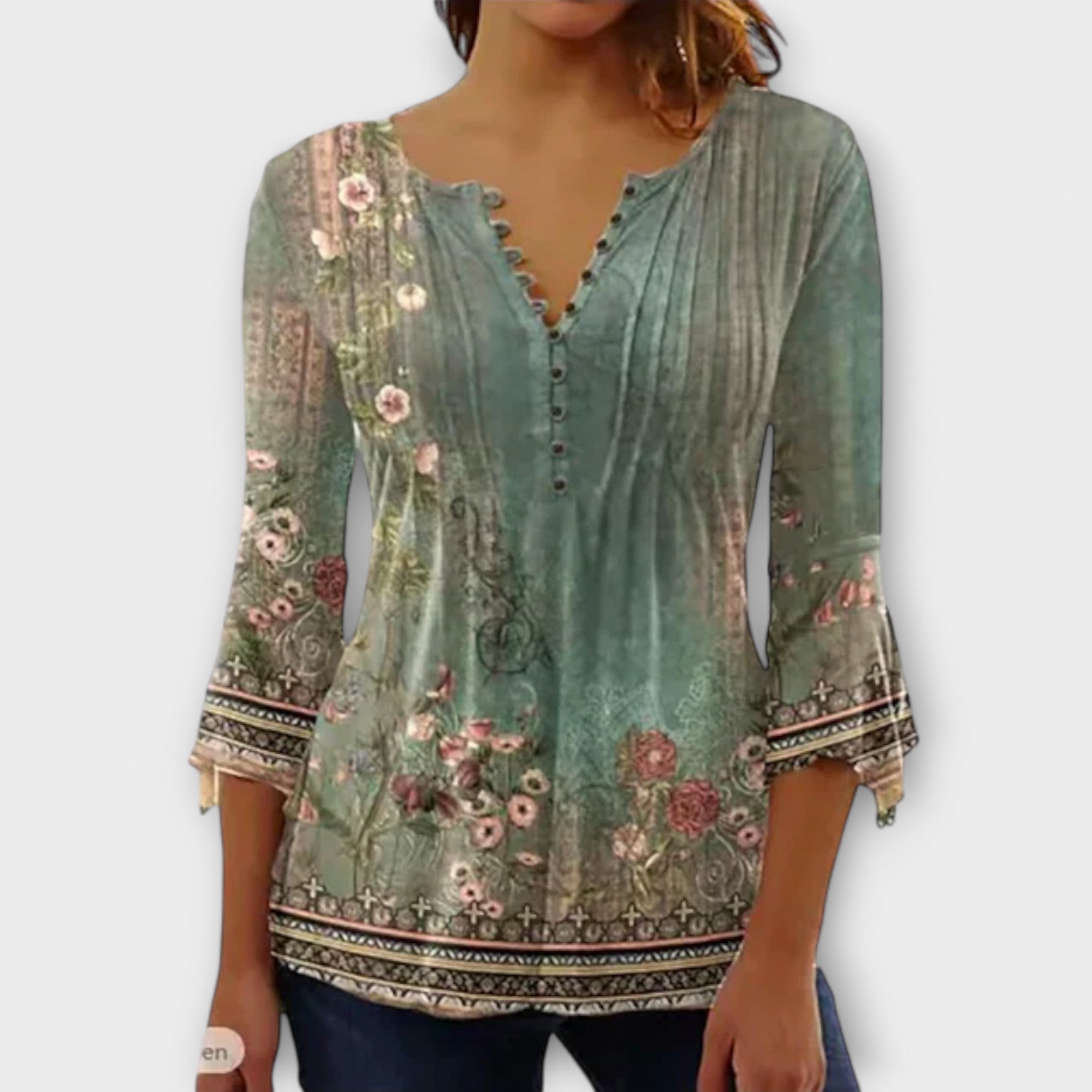 Juliane - Blouse with V-neck - Sleeves
