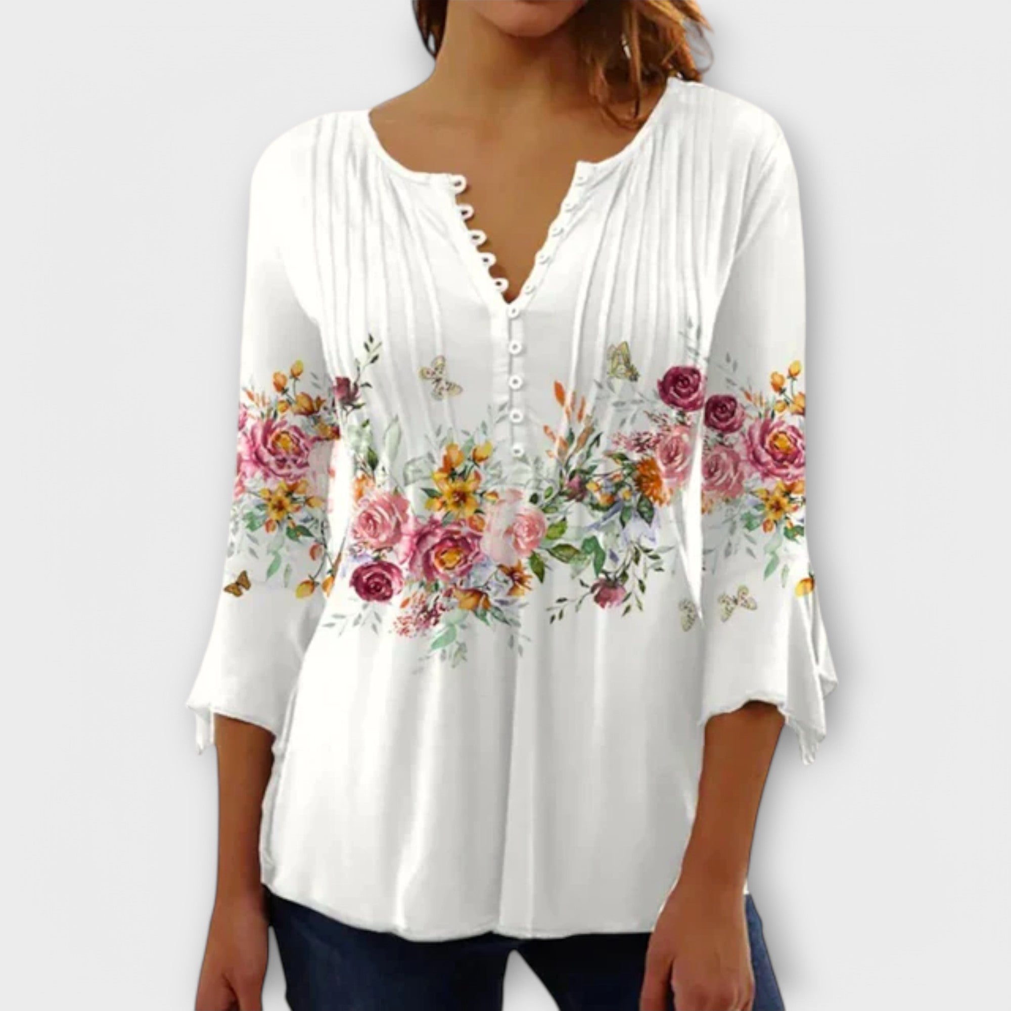 Juliane - Blouse with V-neck - Sleeves