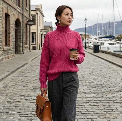 Cressida | Textured Roll Neck Jumper