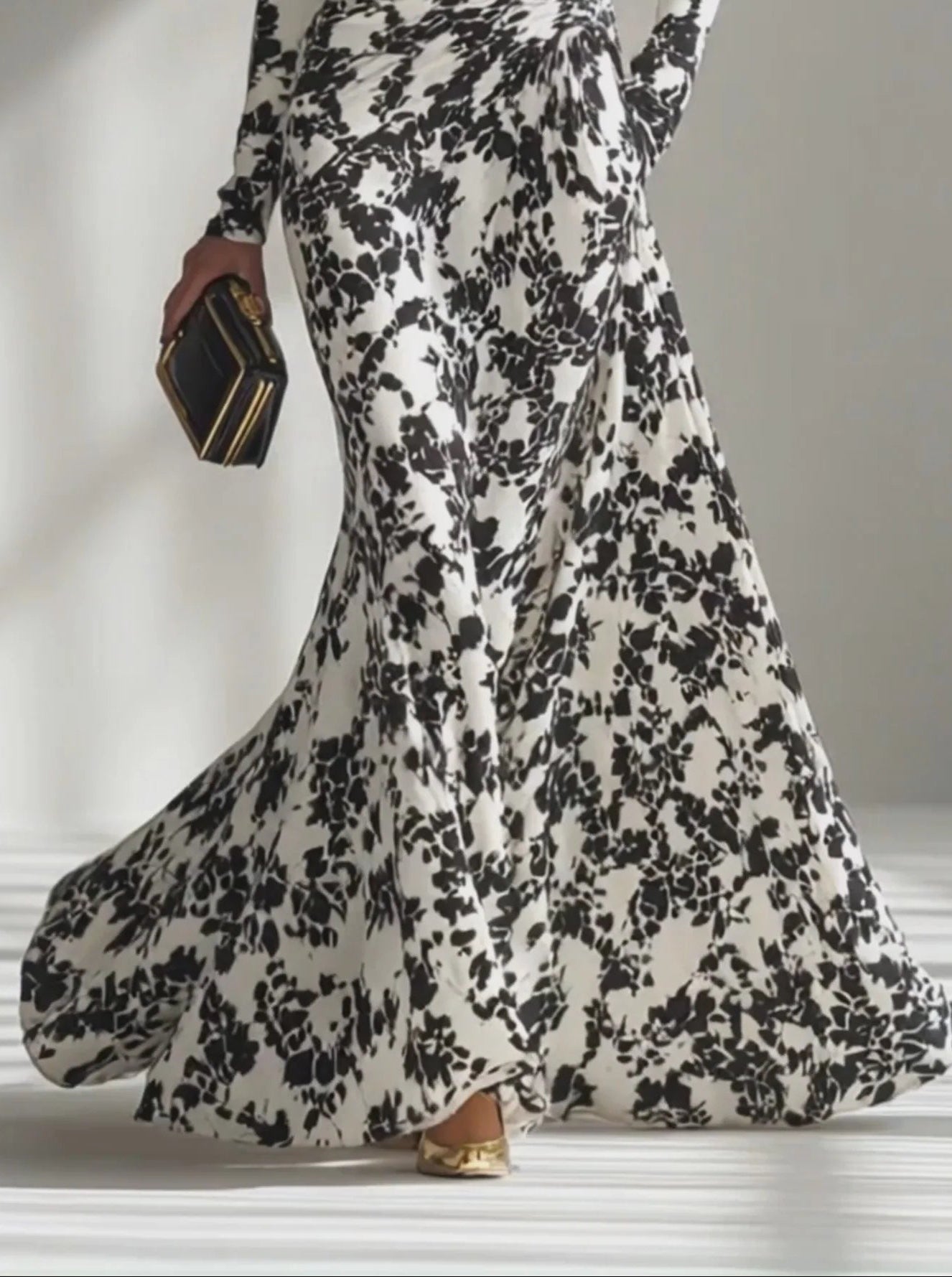 Nikita - Black And White Patterned Stretch Blend Wrap Dress