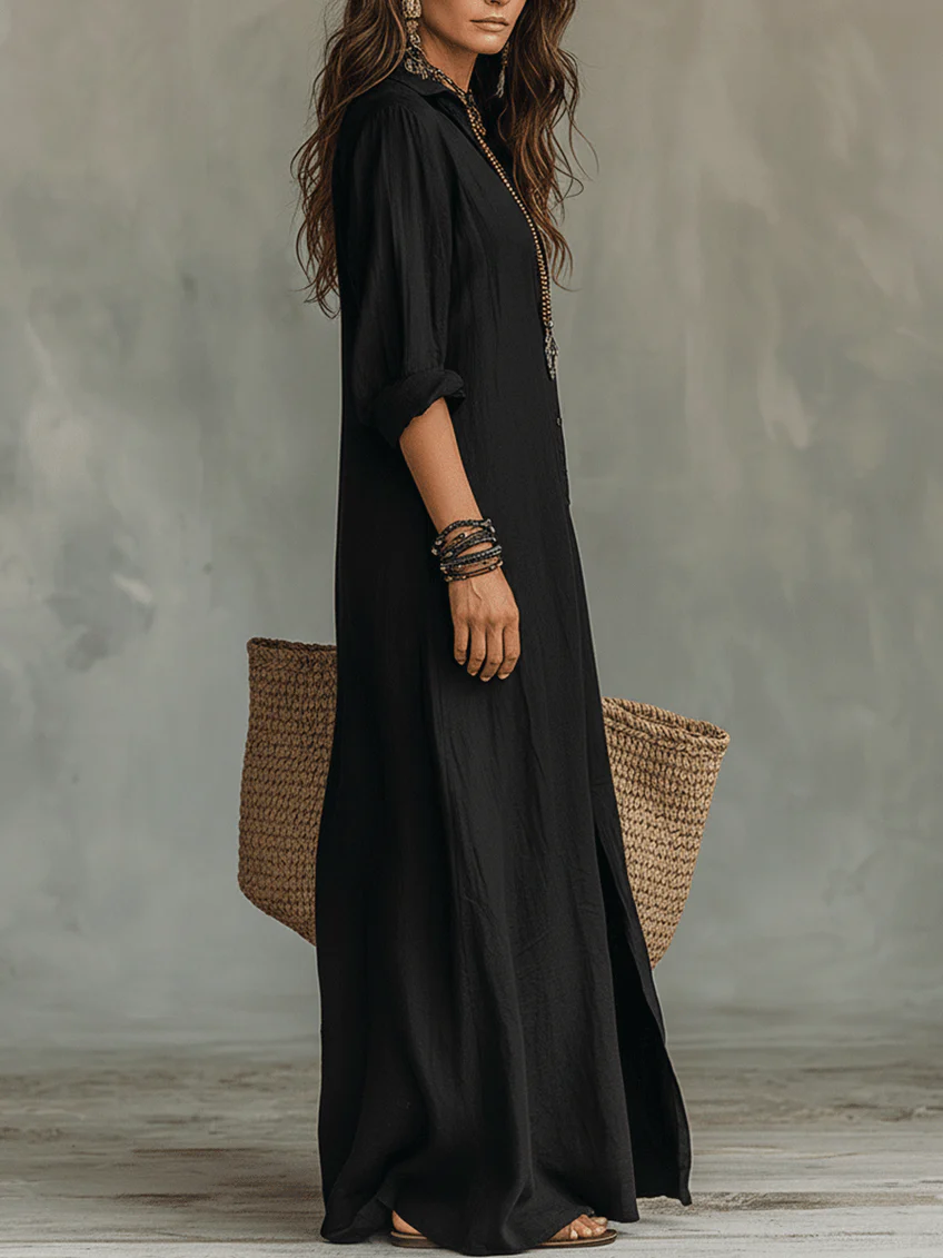Lydia | Elegant Button Maxi Dress