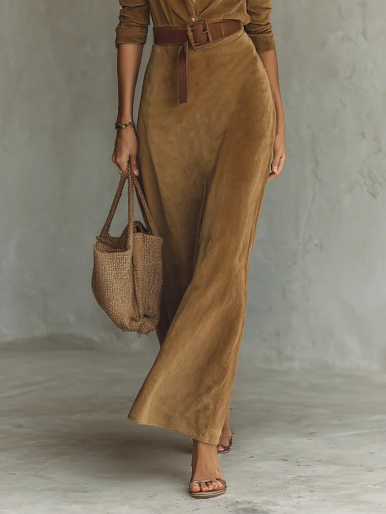 Aurelia - Belted Suede Dress
