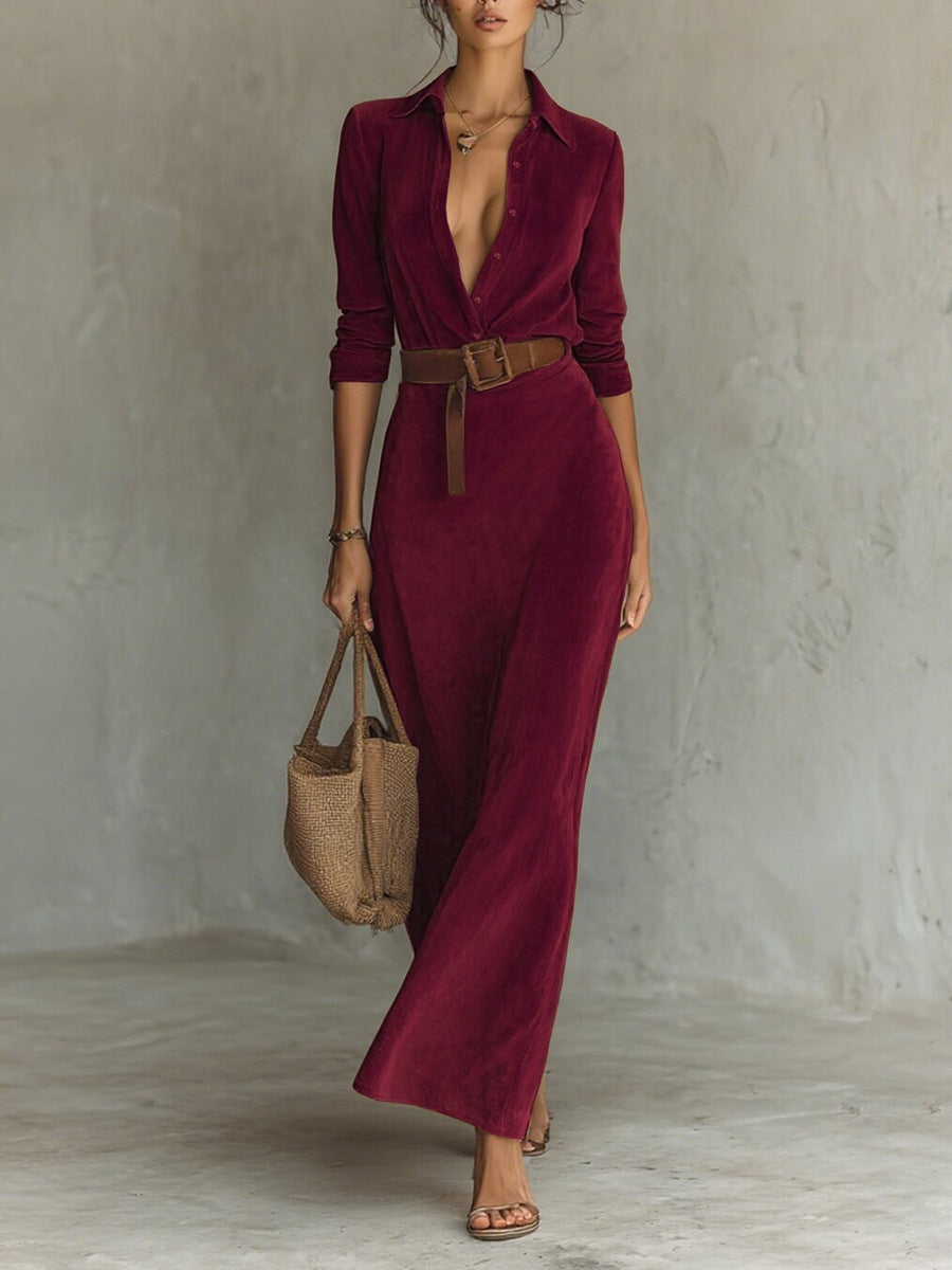 Aurelia - Belted Suede Dress
