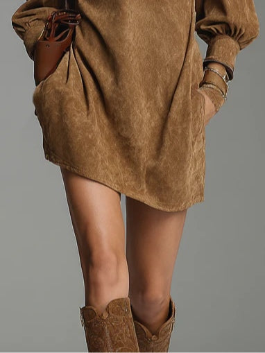Florence - Suede Turtleneck Mini Dress
