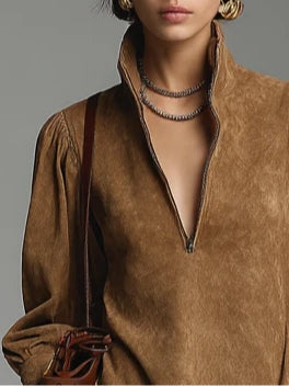 Florence - Suede Turtleneck Mini Dress