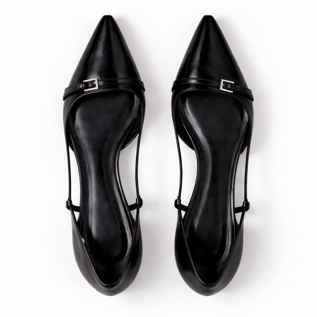 Elegant Pointed Toe Slingback Heels for Women in Patent Finish