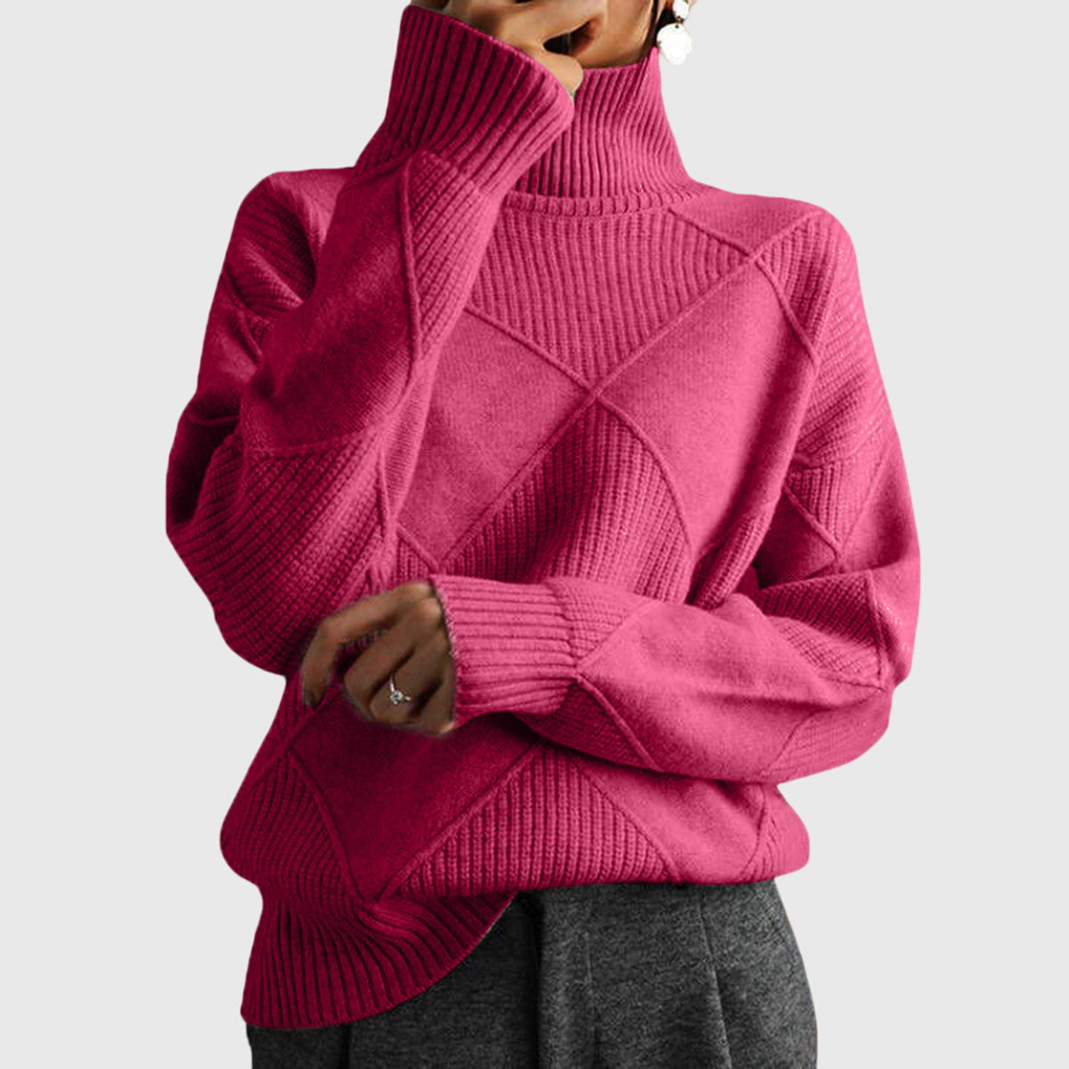 Cressida | Textured Roll Neck Jumper