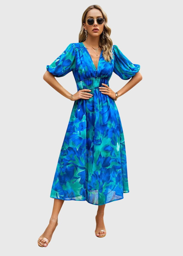 Merlin - Flattering Floral Midi Dress