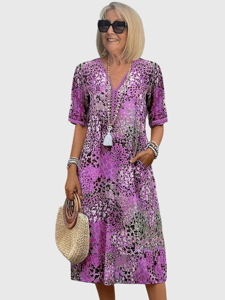 Yvonna - Elegant Floral Midi Dress