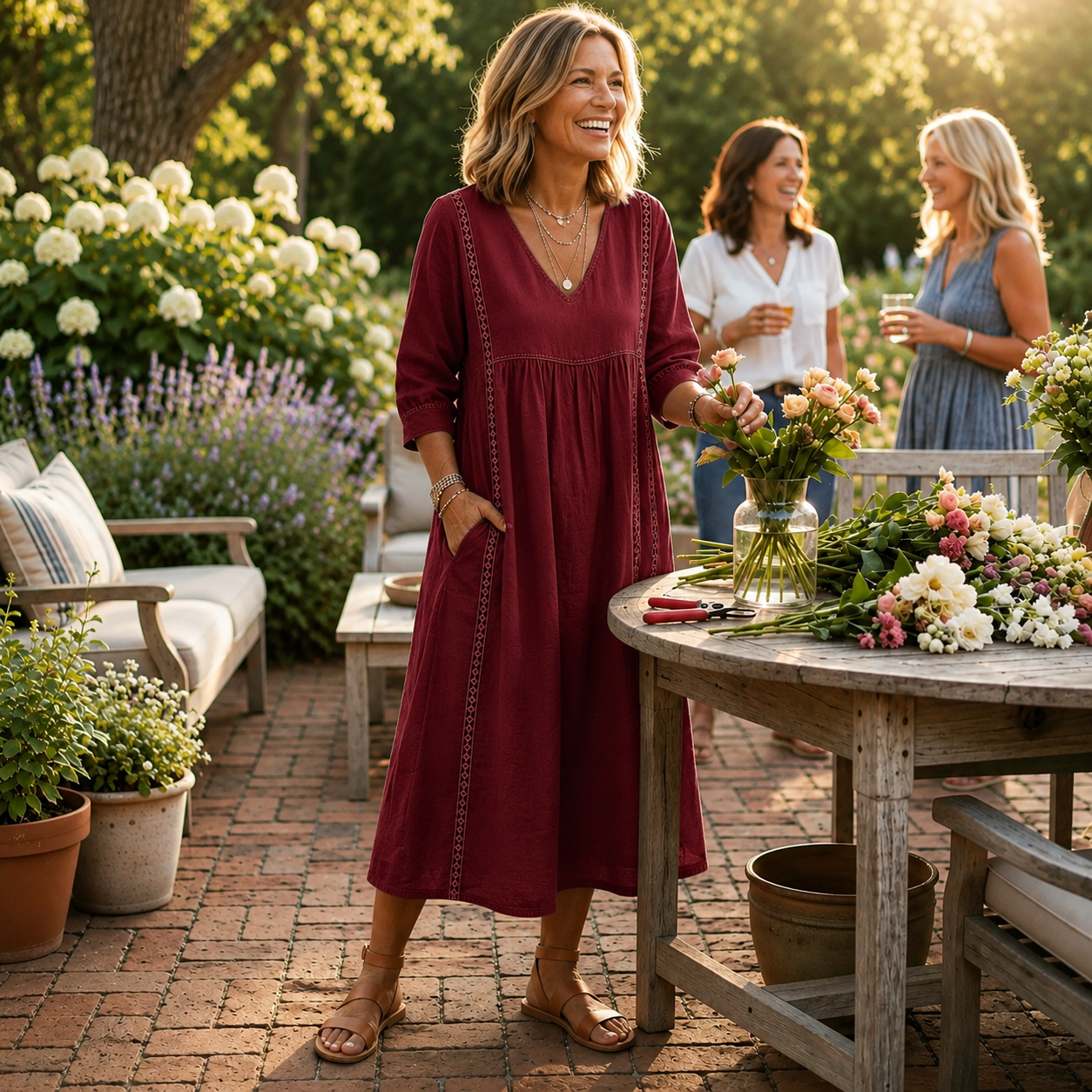 Aveline | Elegant Lightweight Maxi Dress with Ruched Sleeves