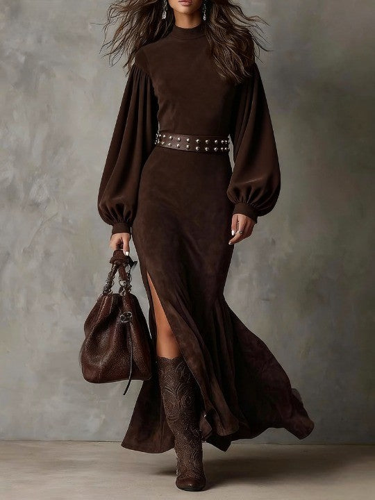 Harriet - Vintage Lantern-Sleeve Midi Dress