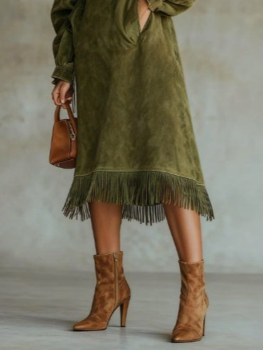 Aurora - Suede Fringe Dress