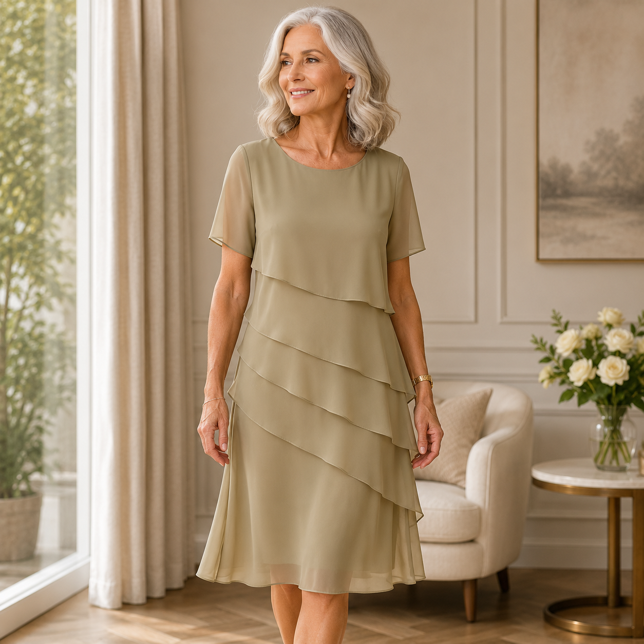 Camille | Graceful Layered Midi Dress